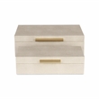 Lusan Rectangular Decorative Box Set - Cream Faux Shagreen