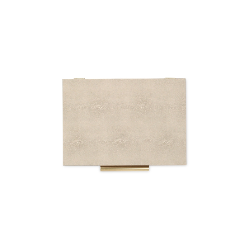 Lusan Rectangular Decorative Box Set - Cream Faux Shagreen