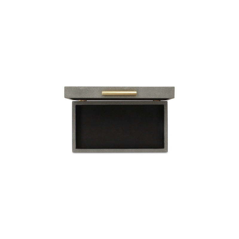 Lusan Rectangular Decorative Box Set - Gray Faux Shagreen