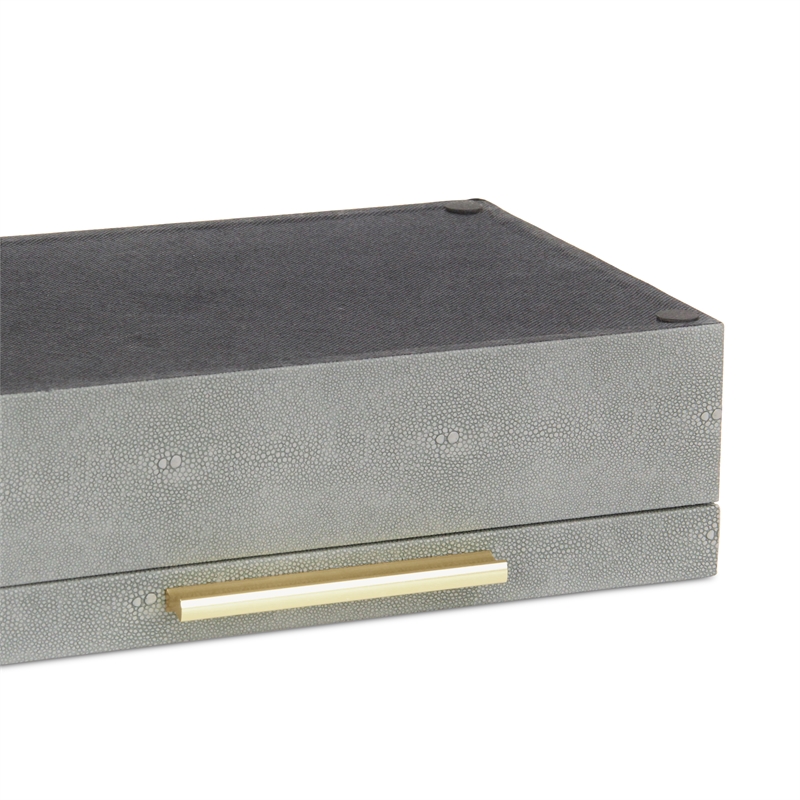 Lusan Rectangular Decorative Box Set - Gray Faux Shagreen