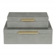 Lusan Rectangular Decorative Box Set - Gray Faux Shagreen