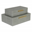 Lusan Rectangular Decorative Box Set - Gray Faux Shagreen