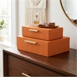 Lusan Rectangular Decorative Box Set - Orange Faux Shagreen