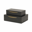 Canorus Faux Ostritch Pattern Rectangular Box Set - Black