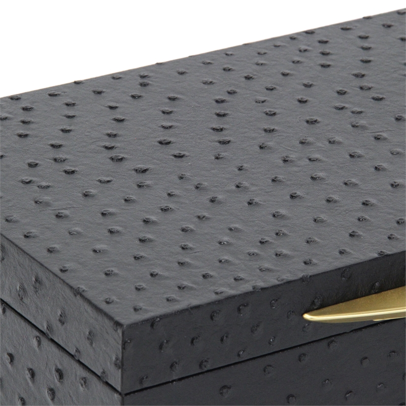 Canorus Faux Ostritch Pattern Rectangular Box Set - Black