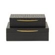 Canorus Faux Ostritch Pattern Rectangular Box Set - Black