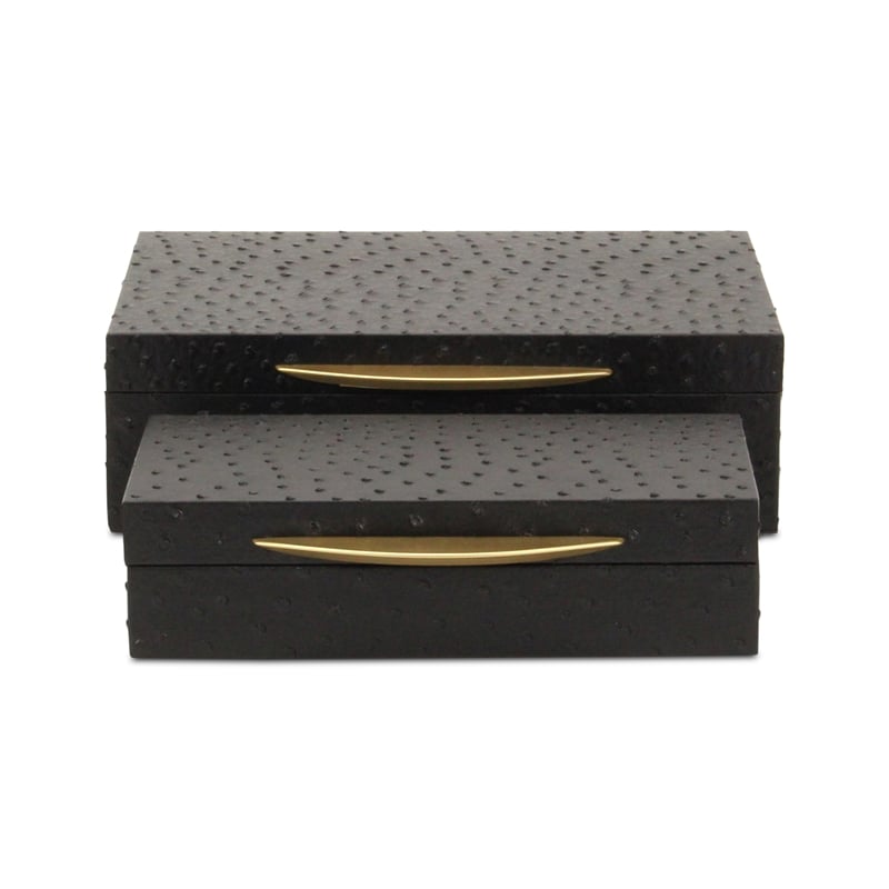 Canorus Faux Ostritch Pattern Rectangular Box Set - Black