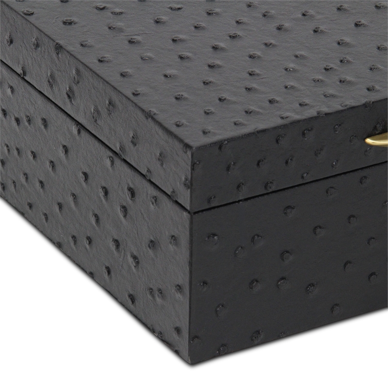 Canorus Faux Ostritch Pattern Rectangular Box Set - Black
