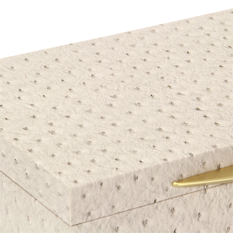 Canorus Faux Ostritch Pattern Rectangular Box Set - Cream