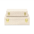 Canorus Faux Ostritch Pattern Rectangular Box Set - Cream