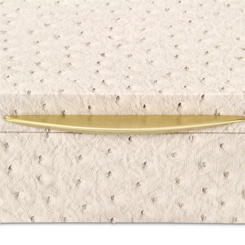 Canorus Faux Ostritch Pattern Rectangular Box Set - Cream
