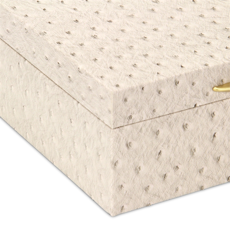 Canorus Faux Ostritch Pattern Rectangular Box Set - Cream