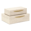 Canorus Faux Ostritch Pattern Rectangular Box Set - Cream