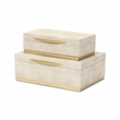 Zynova Rectangular Box Set - Cream Faux Shagreen