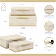Zynova Rectangular Box Set - Cream Faux Shagreen