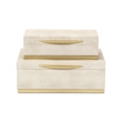 Zynova Rectangular Box Set - Cream Faux Shagreen