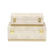 Zynova Rectangular Box Set - Cream Faux Shagreen