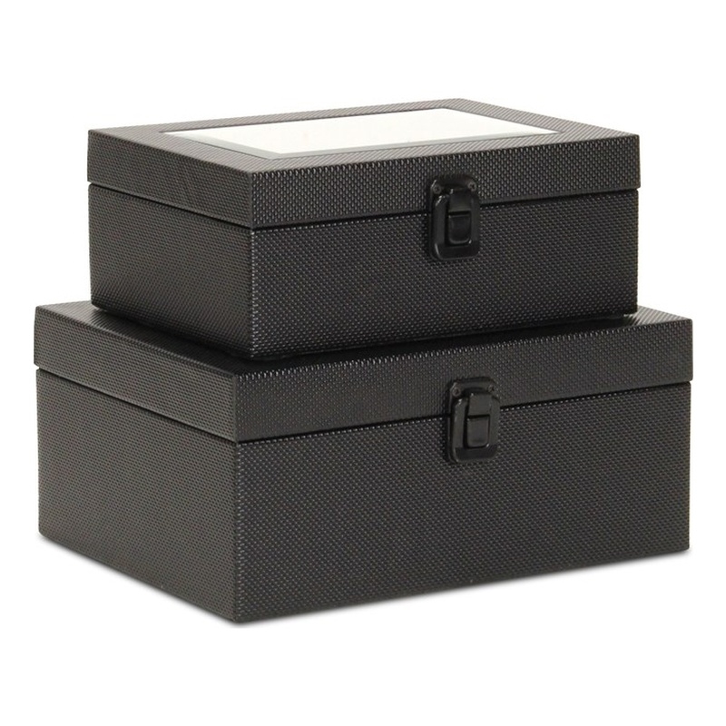 Liniva Vinyl Woven Pattern Mirrored Box Set - Black
