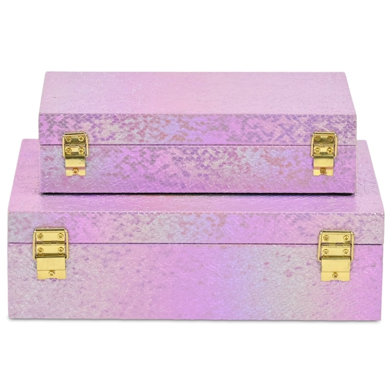 Nimue Seascale Pattern Iridescent Box Set with Gold Hardware - Pink