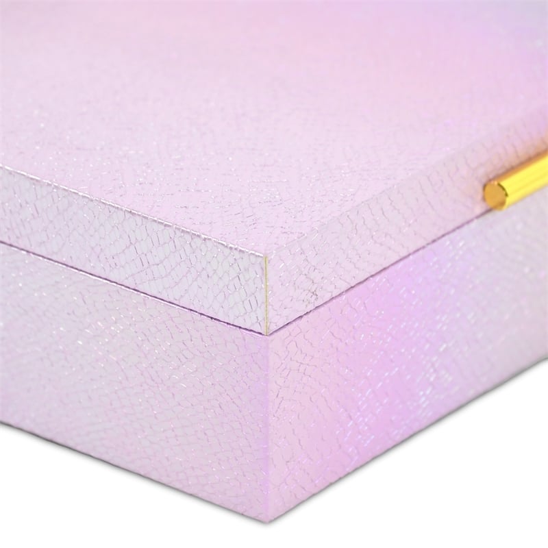 Nimue Seascale Pattern Iridescent Box Set with Gold Hardware - Pink