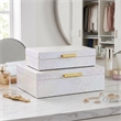 Nimue Seascale Pattern Iridescent Box Set with Gold Hardware - White