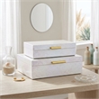 Nimue Seascale Pattern Iridescent Box Set with Gold Hardware - White