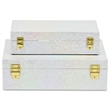 Nimue Seascale Pattern Iridescent Box Set with Gold Hardware - White