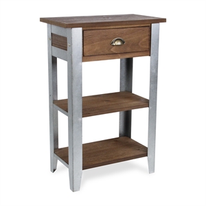 Temba Farmhouse Themed Wood & Galvanized Metal Side Table