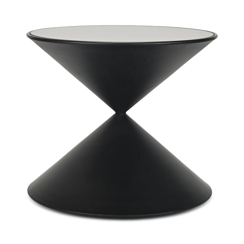 Liora Hourglass Shaped Black Metal Table & Glass Top