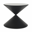Liora Hourglass Shaped Black Metal Table & Glass Top