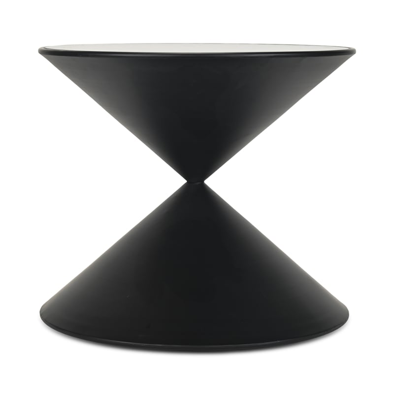 Liora Hourglass Shaped Black Metal Table & Glass Top