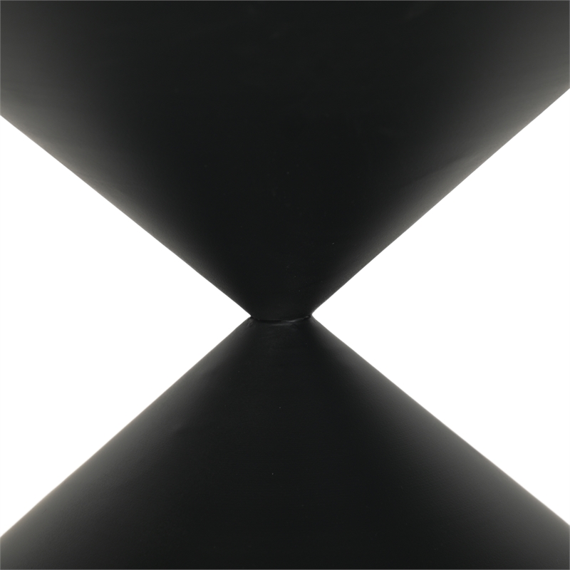 Liora Hourglass Shaped Black Metal Table & Glass Top