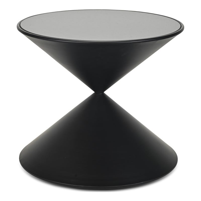 Liora Hourglass Shaped Black Metal Table & Glass Top