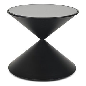 Liora Hourglass Shaped Black Metal Table & Glass Top