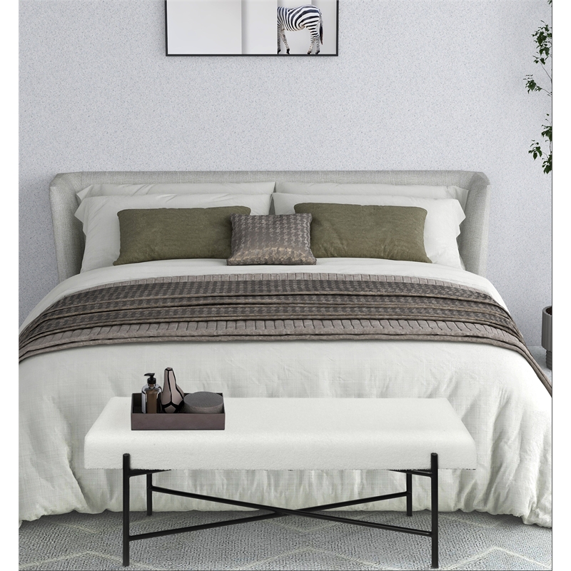 Tingri Modern White Cushion Top Entryway Bench