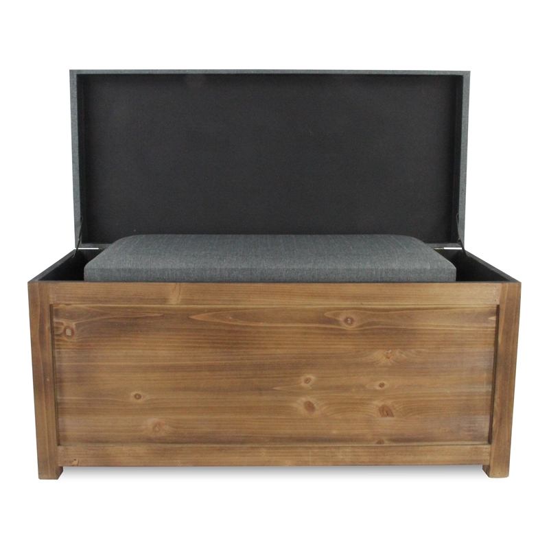 Ambrose Set of 2 Cushioned Wood Storage Benches