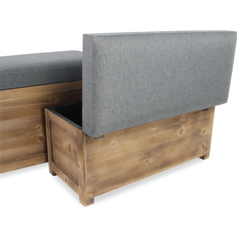 Ambrose Set of 2 Cushioned Wood Storage Benches