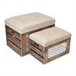 Orion Set of 2 Cushioned Wood & Metal Storage Benches