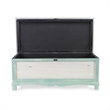 Nella Shabby-Chic Seafoam Green Cushioned Wood Bench Chest With Storage