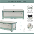 Nella Shabby-Chic Seafoam Green Cushioned Wood Bench Chest With Storage