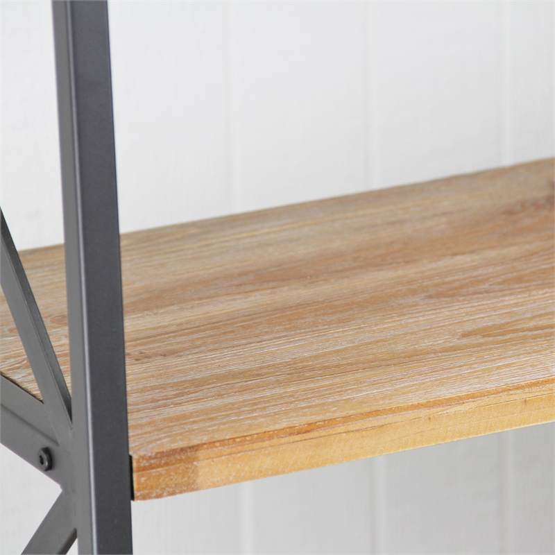 Onorato 3 Tier & Two Drawer Wood Plank & Metal Frame Shelf