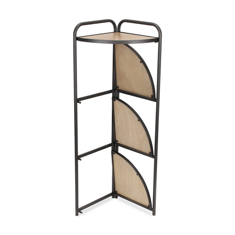 Lefeld 4 Tier Foldable Wood & Metal Frame Corner Shelf