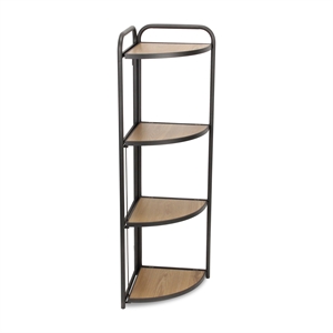 Lefeld 4 Tier Foldable Wood & Metal Frame Corner Shelf
