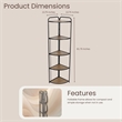 Lefeld 5 Tier Foldable Wood & Metal Frame Corner Shelf