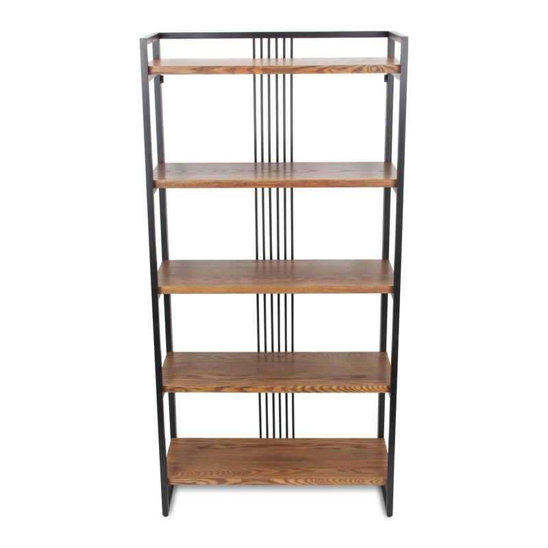 Lauxel 5 Tier Metal Framed Wood Shelf