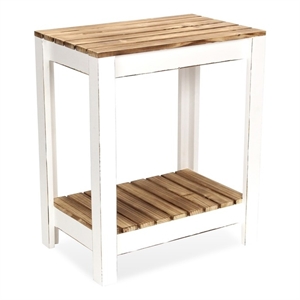 Cedarfield Brown & White Wooden Side Table - Modern Farmhouse -