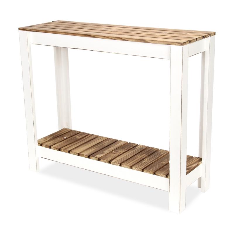 Cedarfield Brown & White Wooden Entry Table - Modern Farmhouse -