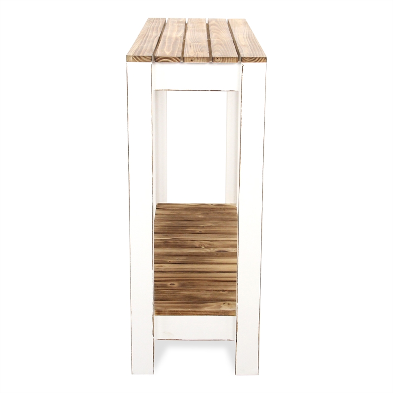 Cedarfield Brown & White Wooden Entry Table - Modern Farmhouse -