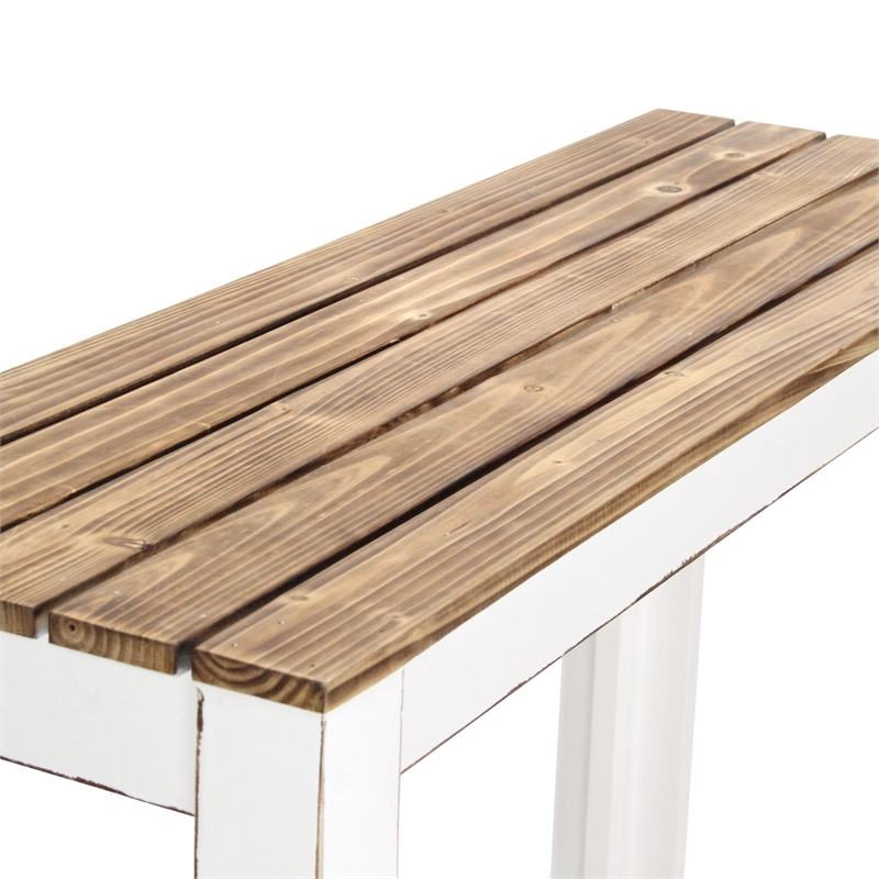 Cedarfield Brown & White Wooden Entry Table - Modern Farmhouse -