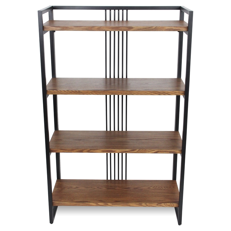 Lauxel 4 Tier Metal Framed Wood Shelf